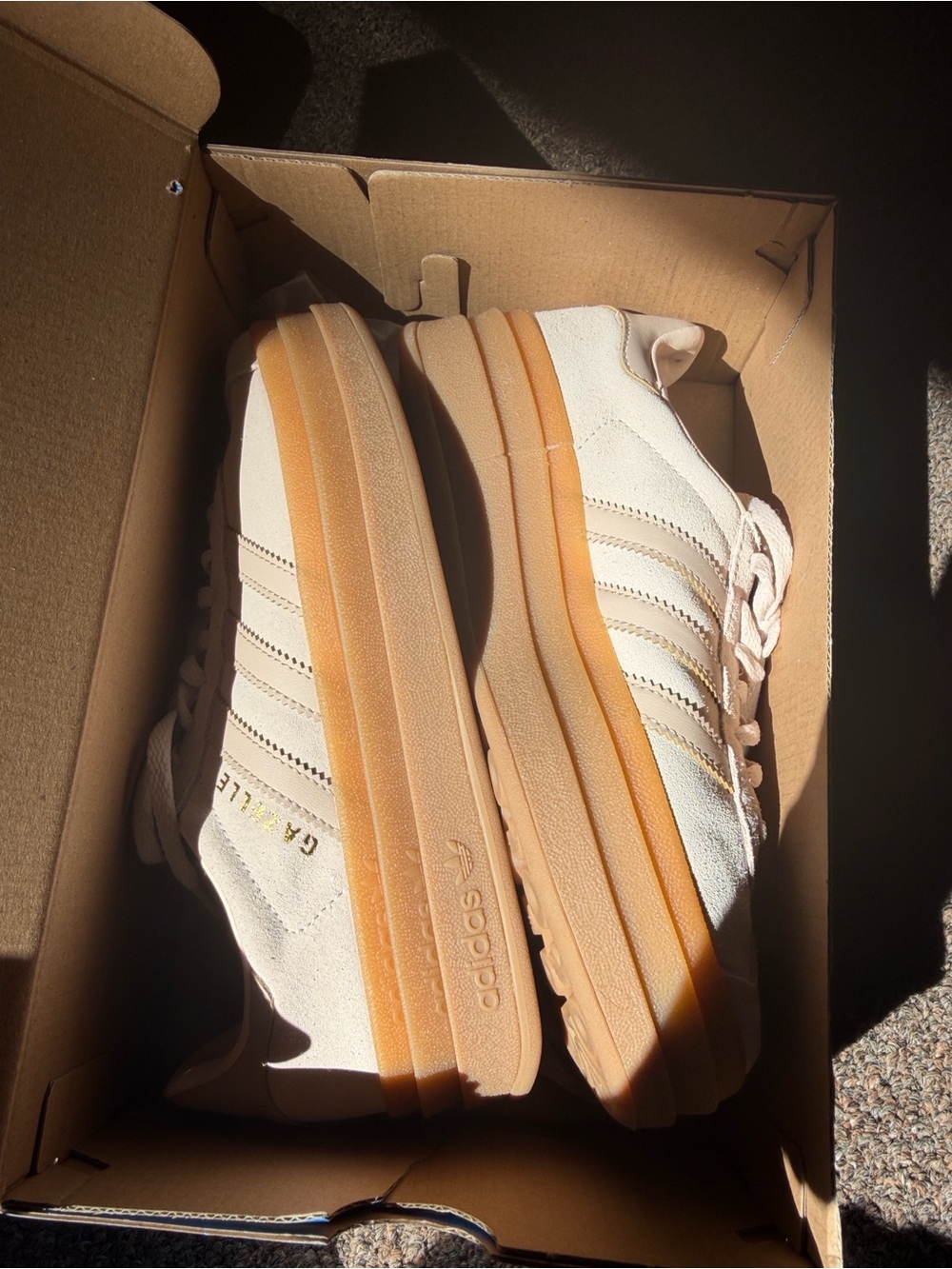 adidas Women’s Gazelle Platform Sneakers in Cream and Gum